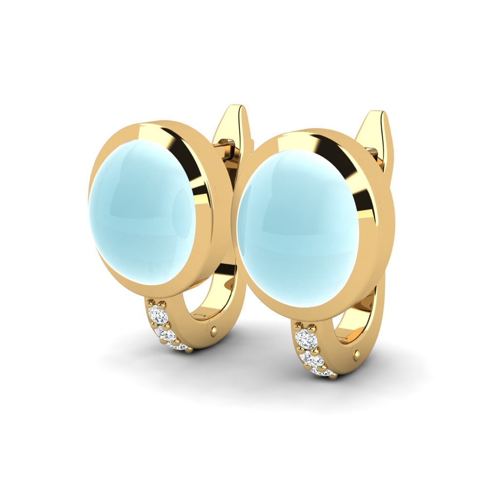 Gelbgold 585 Cabochon Aquamarin Damen ohrring Caitryn