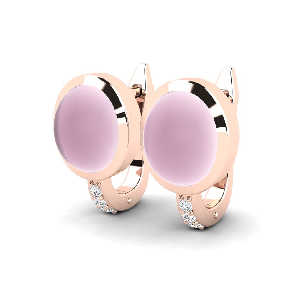 14k Oro Rosa Cuarzo Rosa Cabujón Pendiente de mujer Caitryn