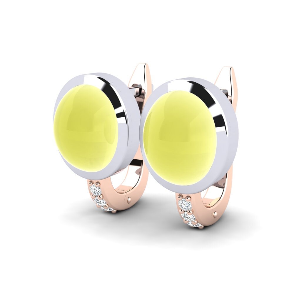 14k White & Rose Gold Cabochon Lemon Topaz Women's Earring Caitryn