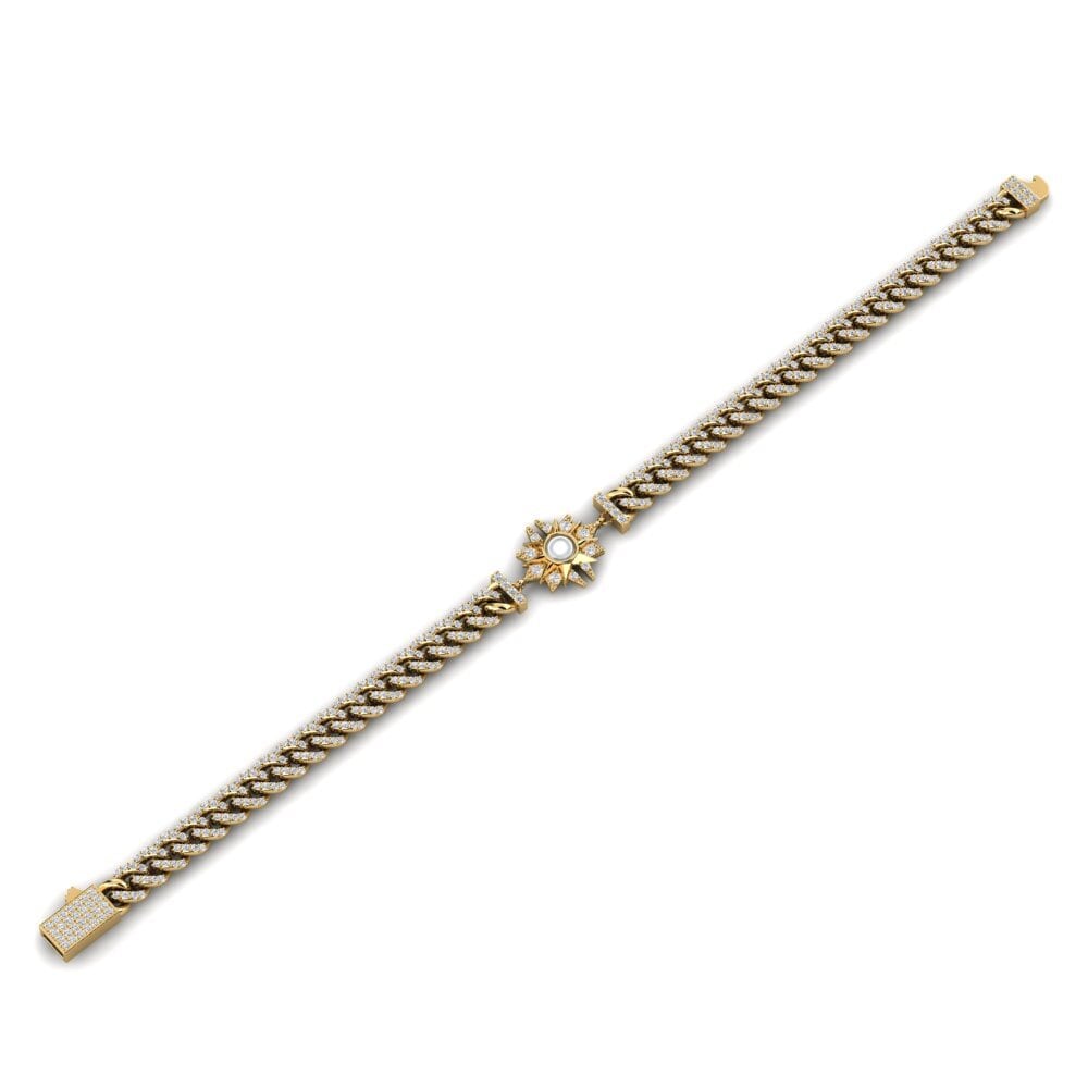 18k Oro Amarillo Diamante cultivado en laboratorio Pulsera de Mujer Cajudy