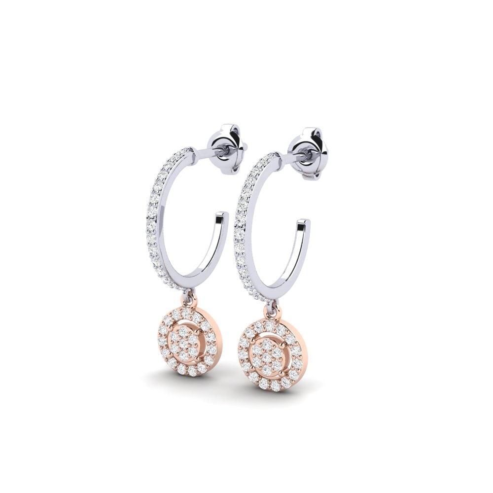 14ct White & Rose Gold Women's Earring Cakulan