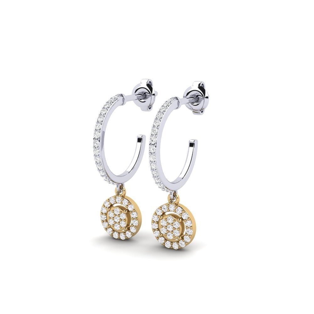 14ct White & Yellow Gold Women's Earring Cakulan