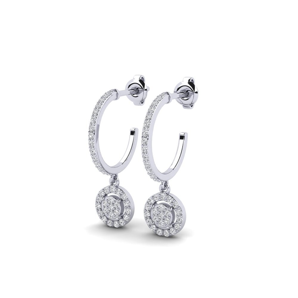 14k Oro Blanco Pendiente de mujer Cakulan