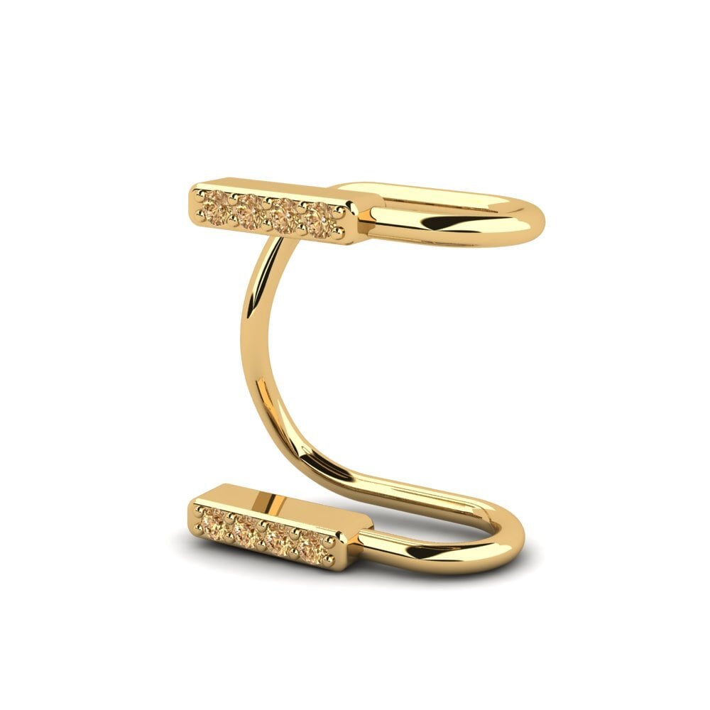 14ct Yellow Gold Brown Diamond Women's Earring Calderone