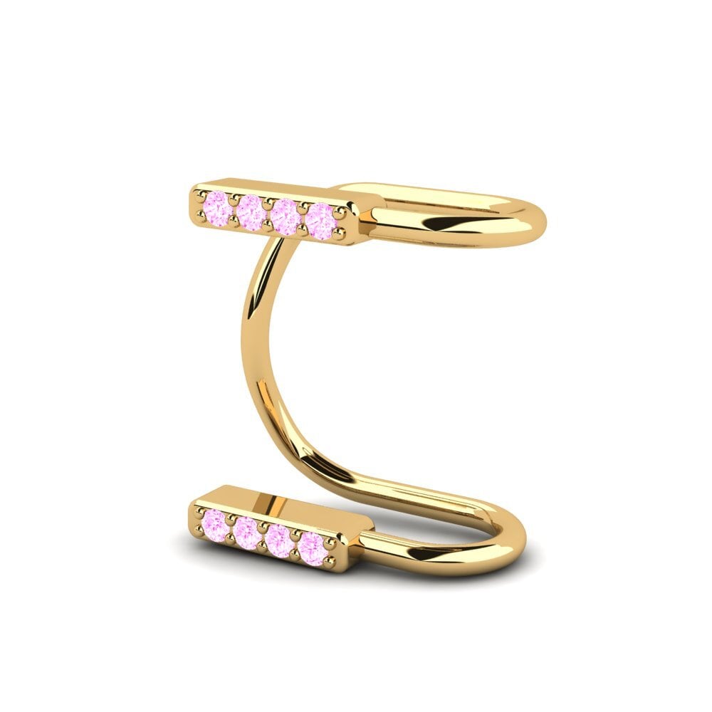 14ct Yellow Gold Pink Sapphire Women's Earring Calderone