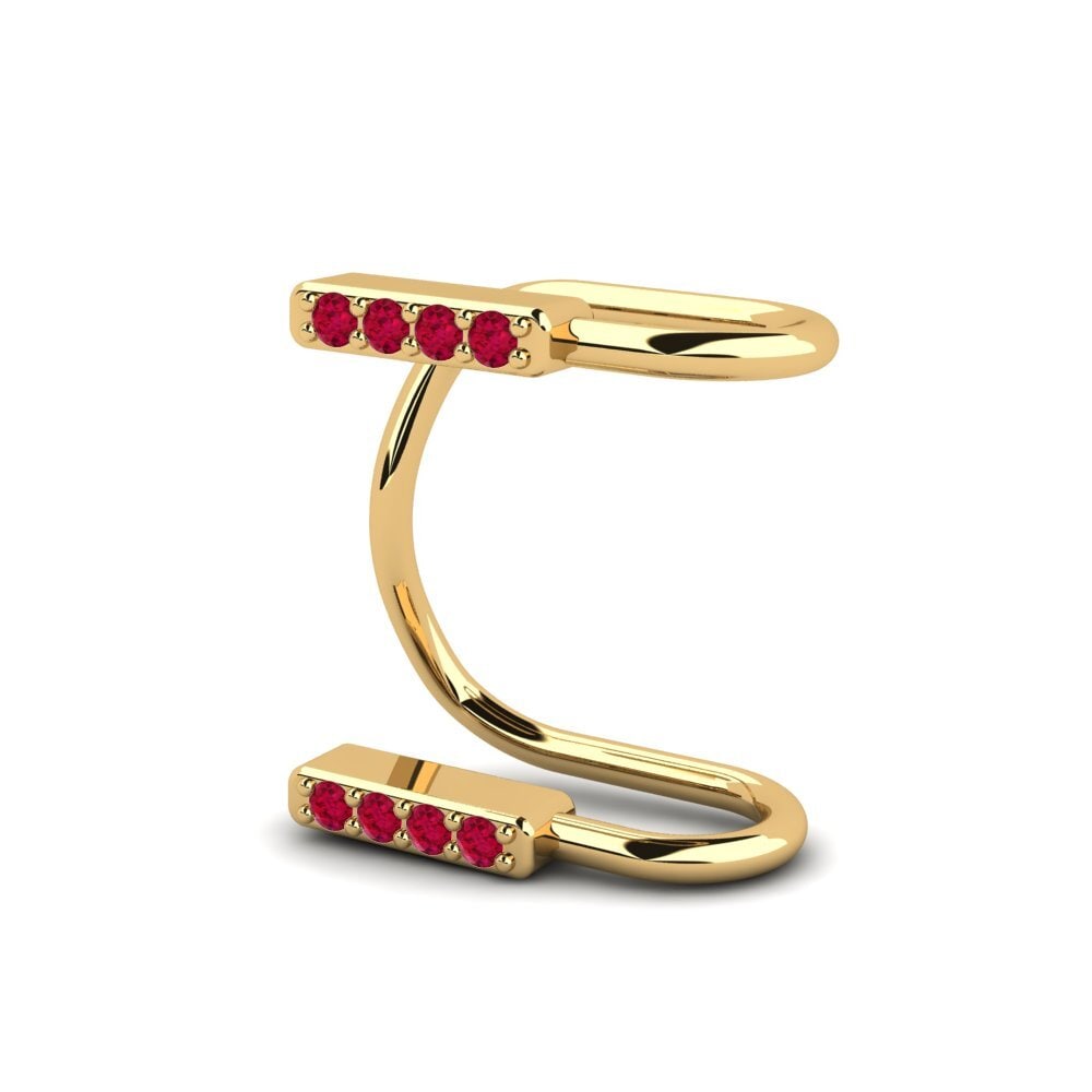 14ct Yellow Gold Ruby Women's Earring Calderone