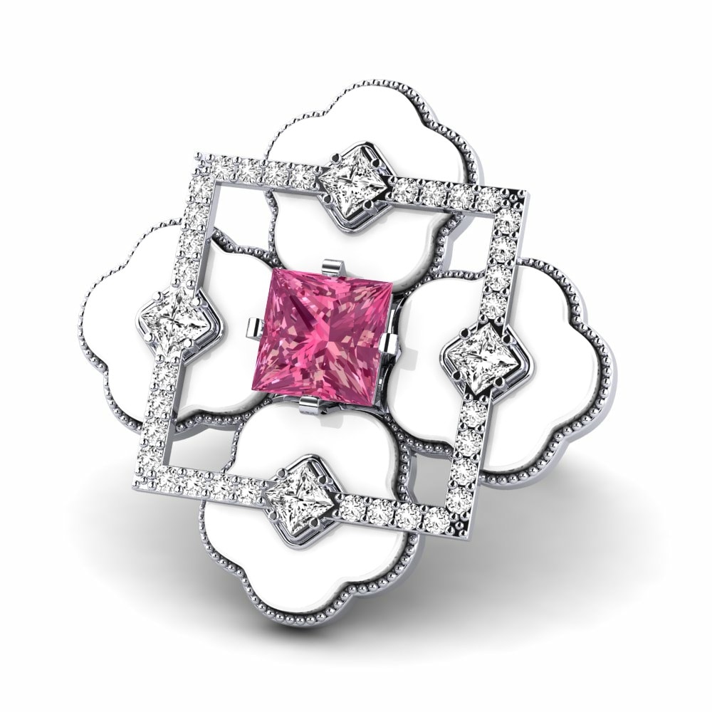 Ceramic Pink Tourmaline Engagement Rings