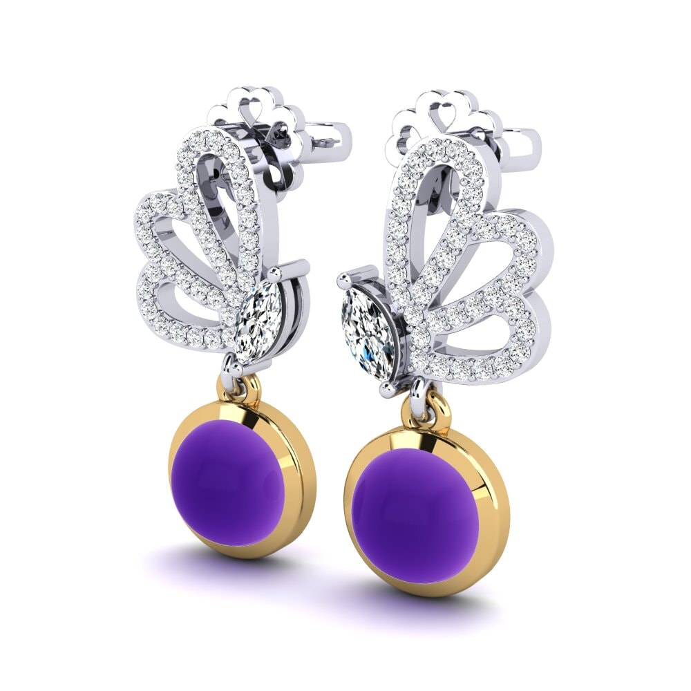 14k Oro Amarillo & Blanco Pendiente de mujer Calindia