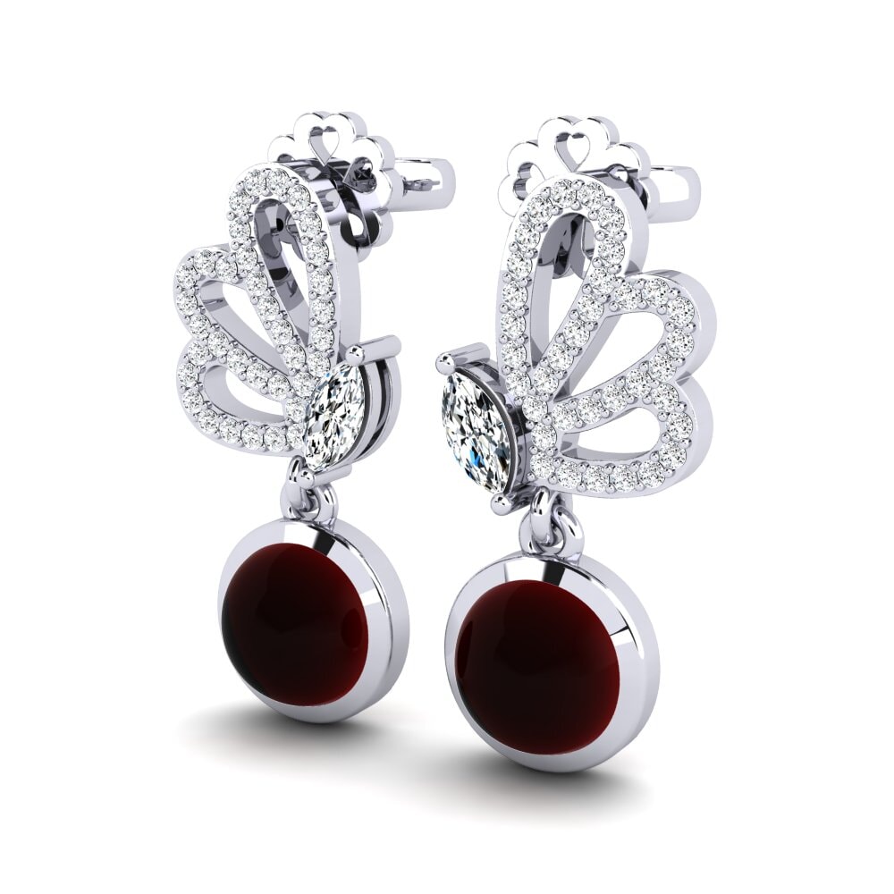 Cabochon Garnet Women's Earring Calindia