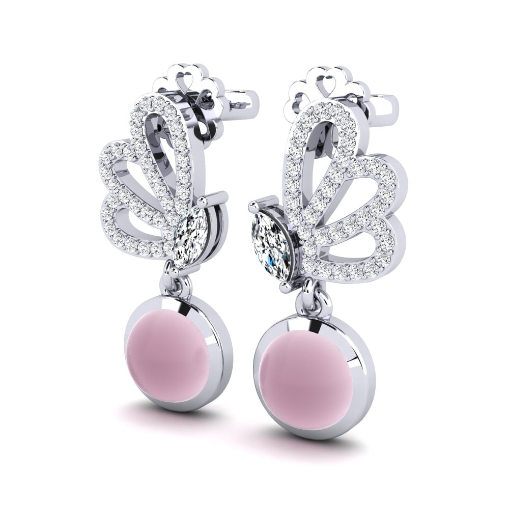 Đá Cabochon Thạch Anh Hồng Bông tai nữ Calindia