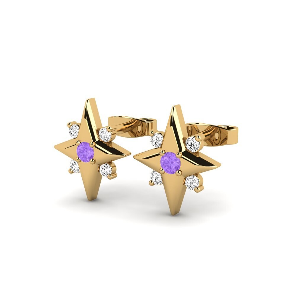 9k Oro Amarillo Amatista Pendiente de mujer Callisto