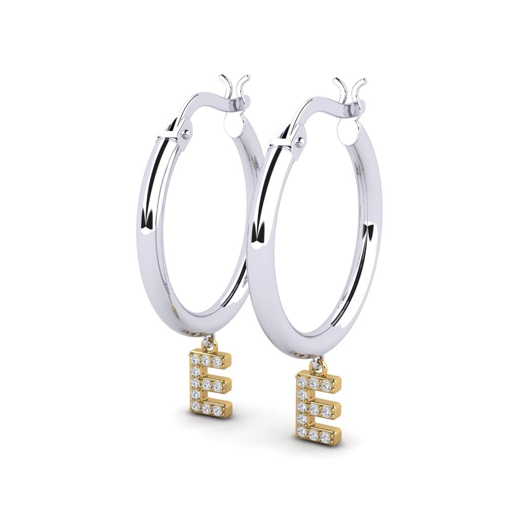 18k Oro Blanco & Amarillo Diamante Pendiente de mujer Camara E