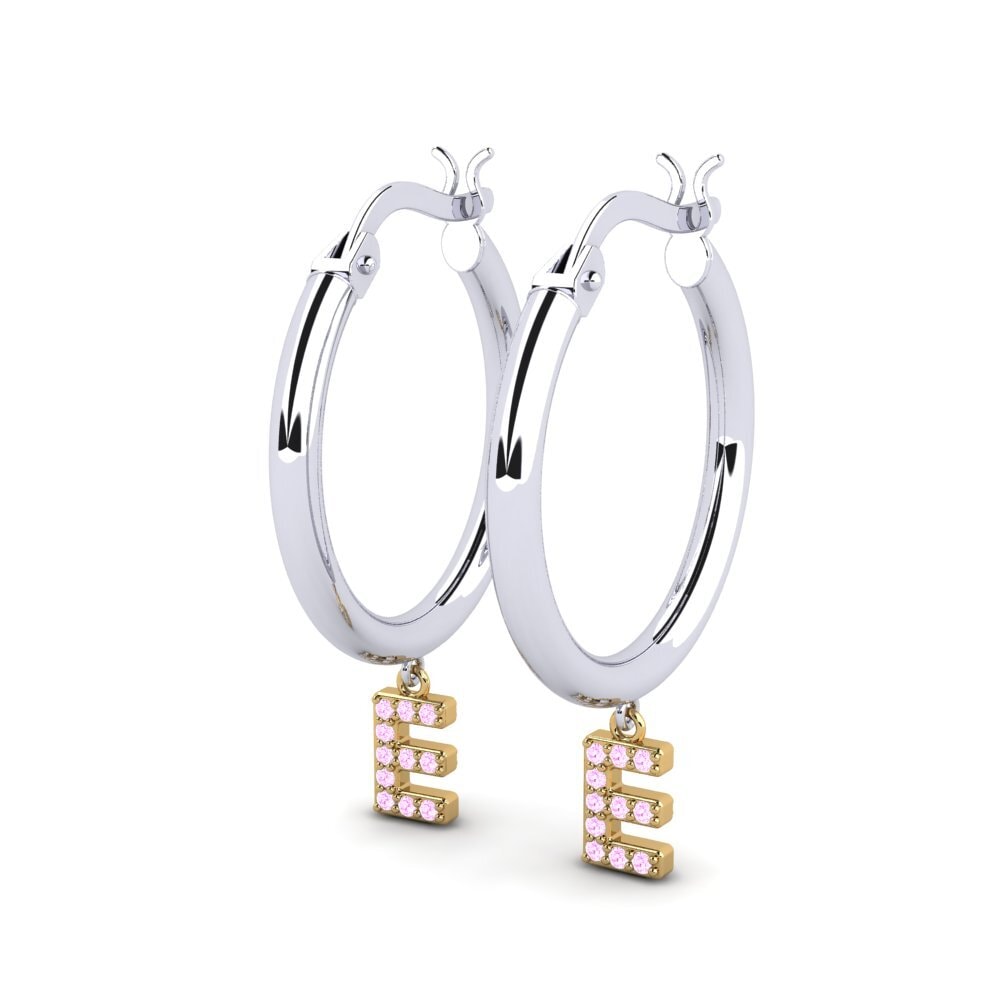 9k Oro Blanco & Amarillo Zafiro Rosado Pendiente de mujer Camara E