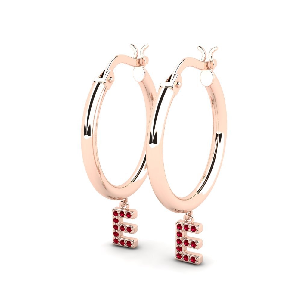 14k Oro Rosa Circonita Roja Pendiente de mujer Camara E