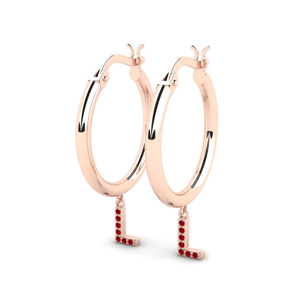 14k Oro Rosa Circonita Roja Pendiente de mujer Camara L
