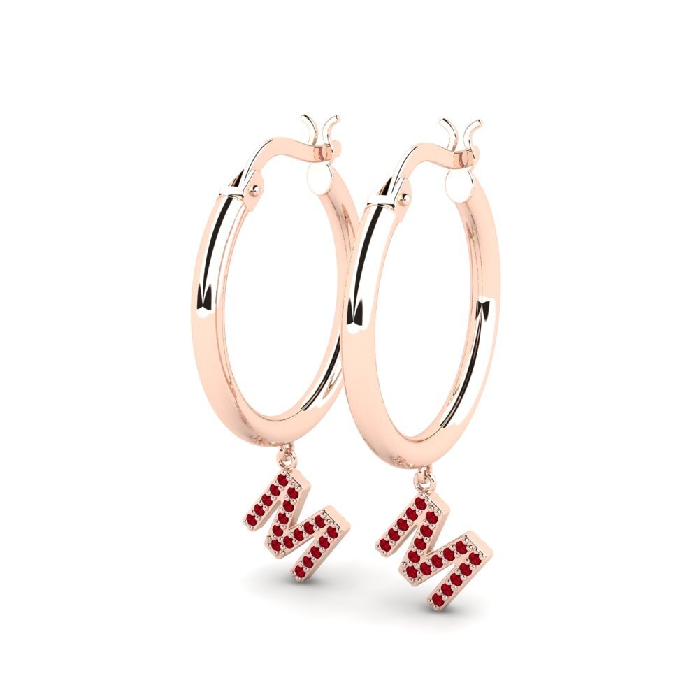 14k Oro Rosa Circonita Roja Pendiente de mujer Camara M