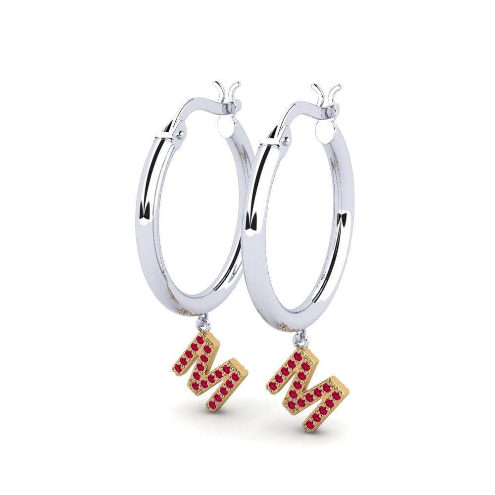 18k Oro Blanco & Amarillo Rubí Pendiente de mujer Camara M