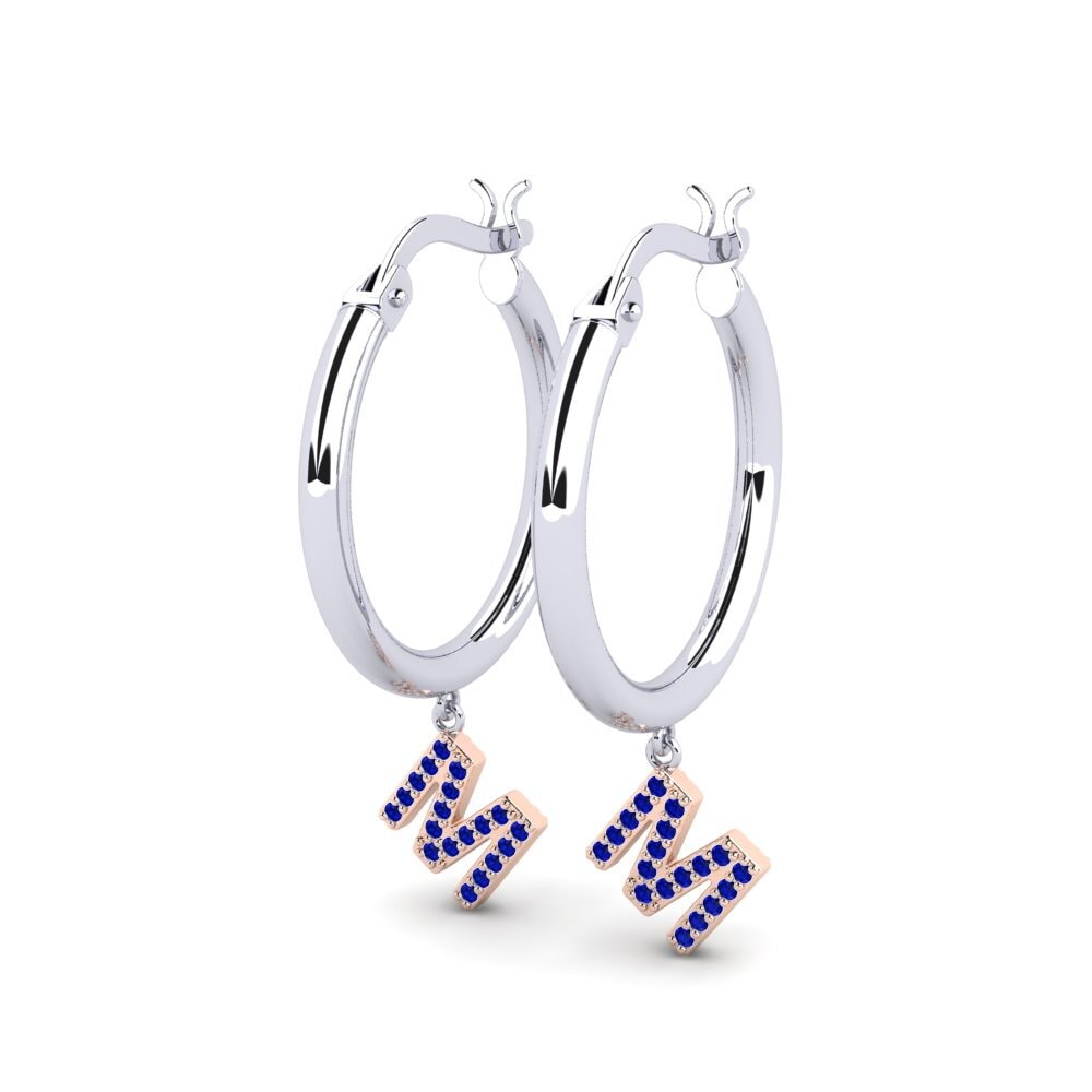 14k Oro Blanco & Rosa Zafiro Pendiente de mujer Camara M