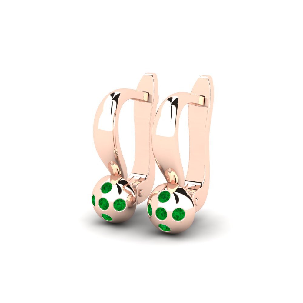 Or rose 14k Émeraude Boucle d'oreille enfant Camilita