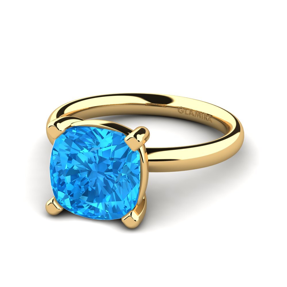 14ct Yellow Gold Blue Topaz Ring Candita