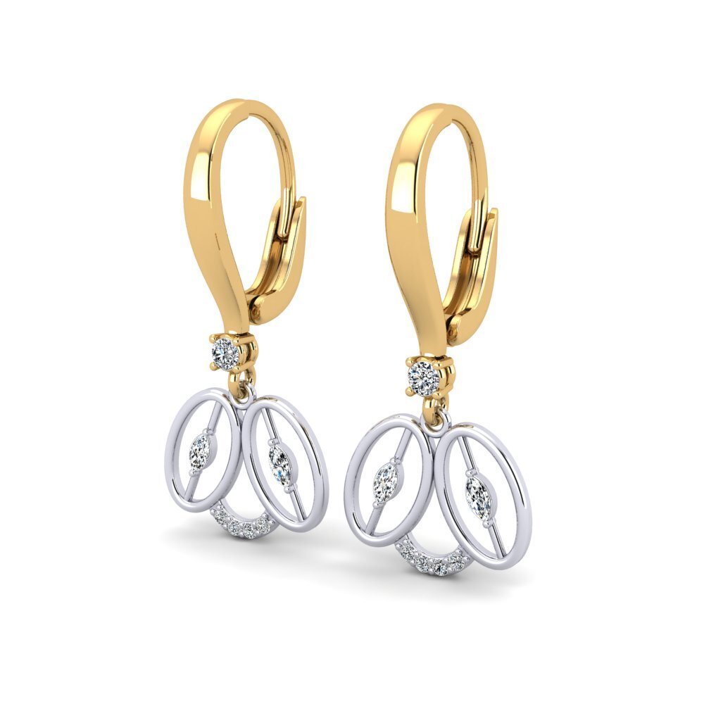 14k Oro Amarillo/Blanco Marquesa Pendiente de mujer Canloritej