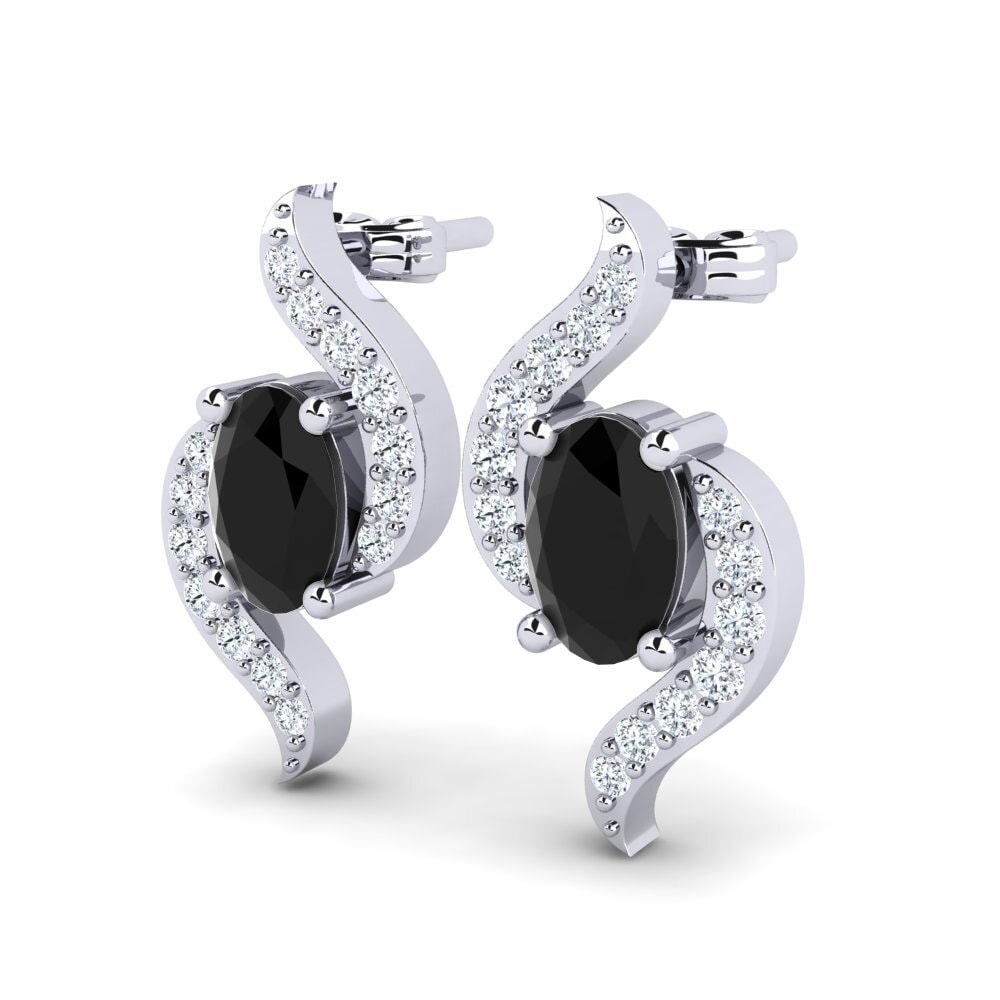 Ovalado Diamante Negro Pendiente de mujer Canruba