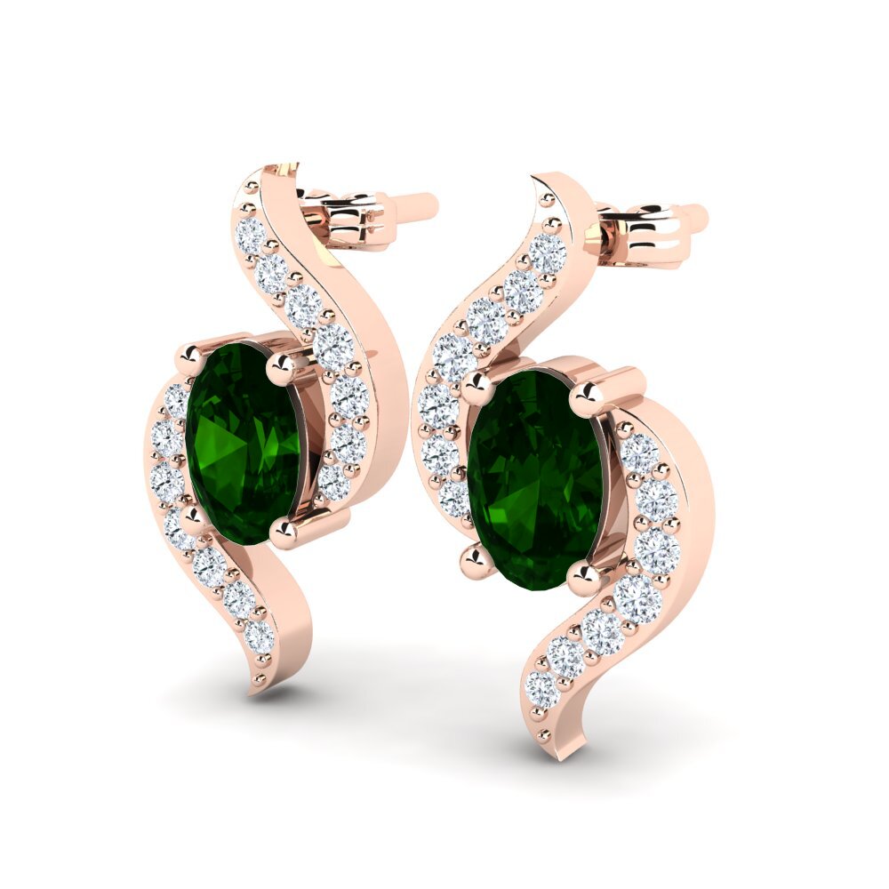 18ct Rose Gold Green Tourmaline Women's Earring Canruba