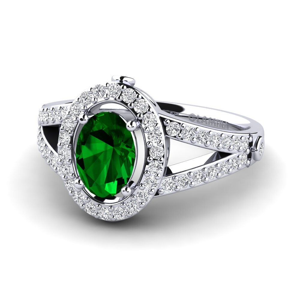 Circonita Verde Anillo de compromiso Caprina