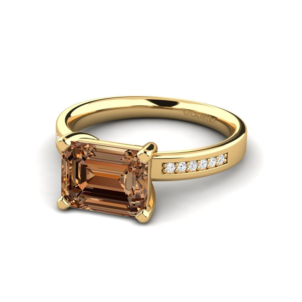 14k Oro Amarillo Anillo de compromiso Carabell