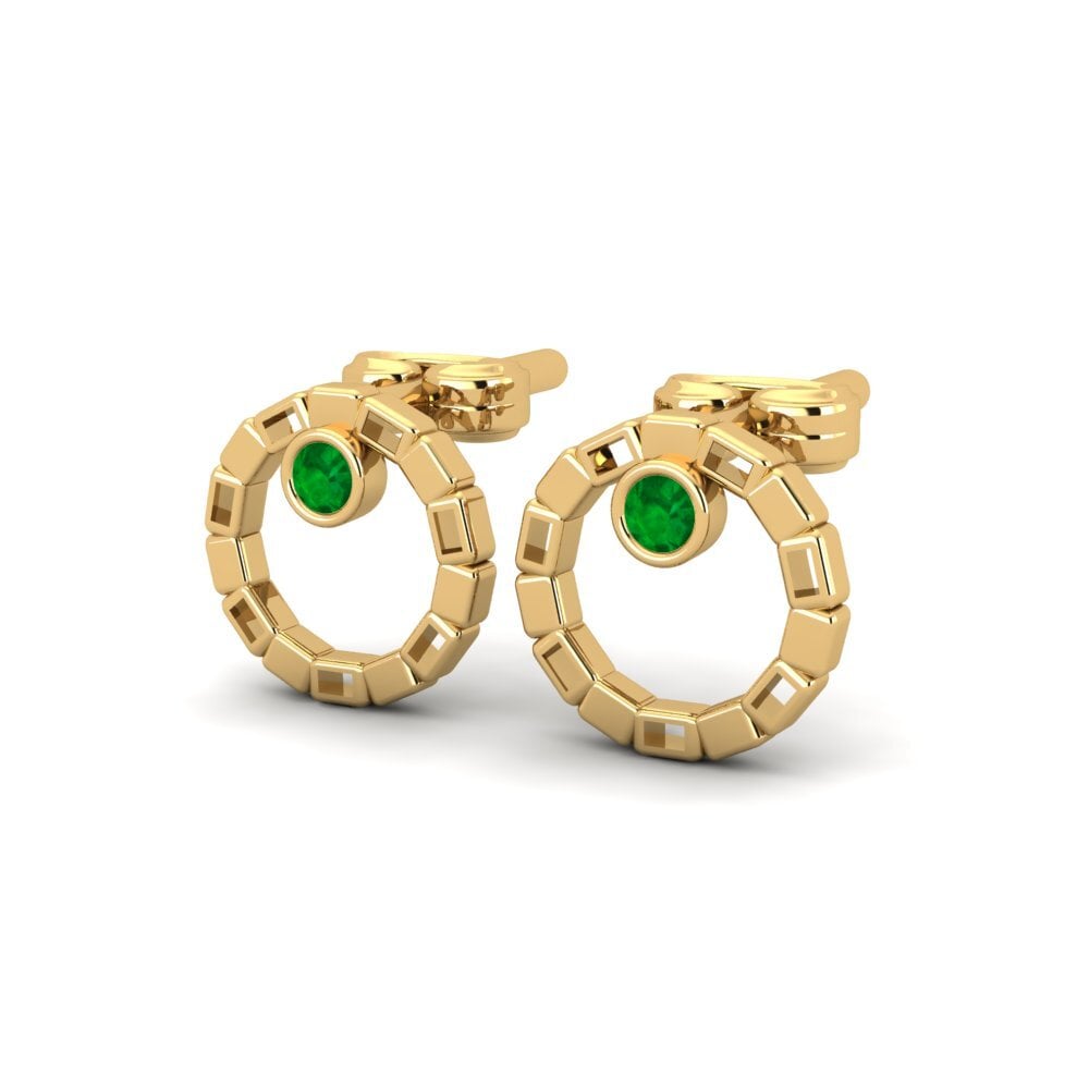 9k Oro Amarillo Esmeralda Pendiente de mujer Cardania