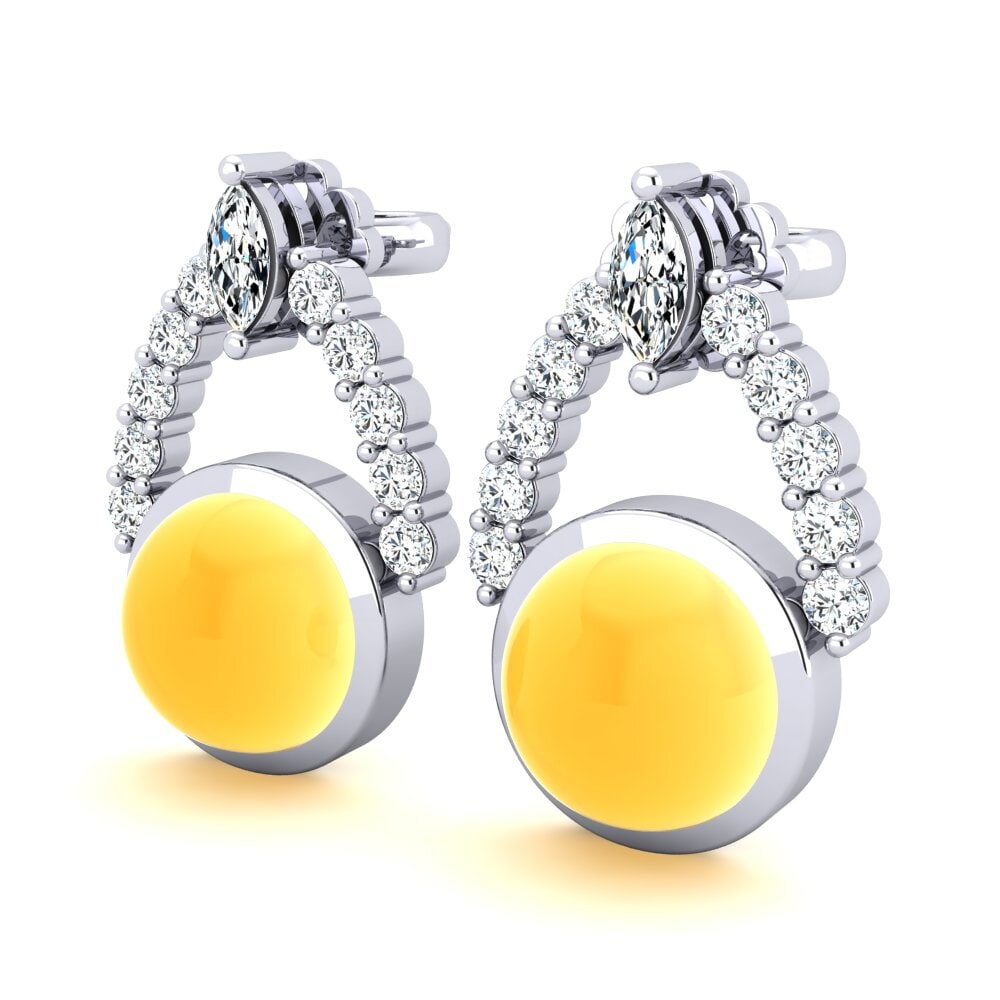 Đá Cabochon Thạch Anh Vàng Bông tai nữ Carella
