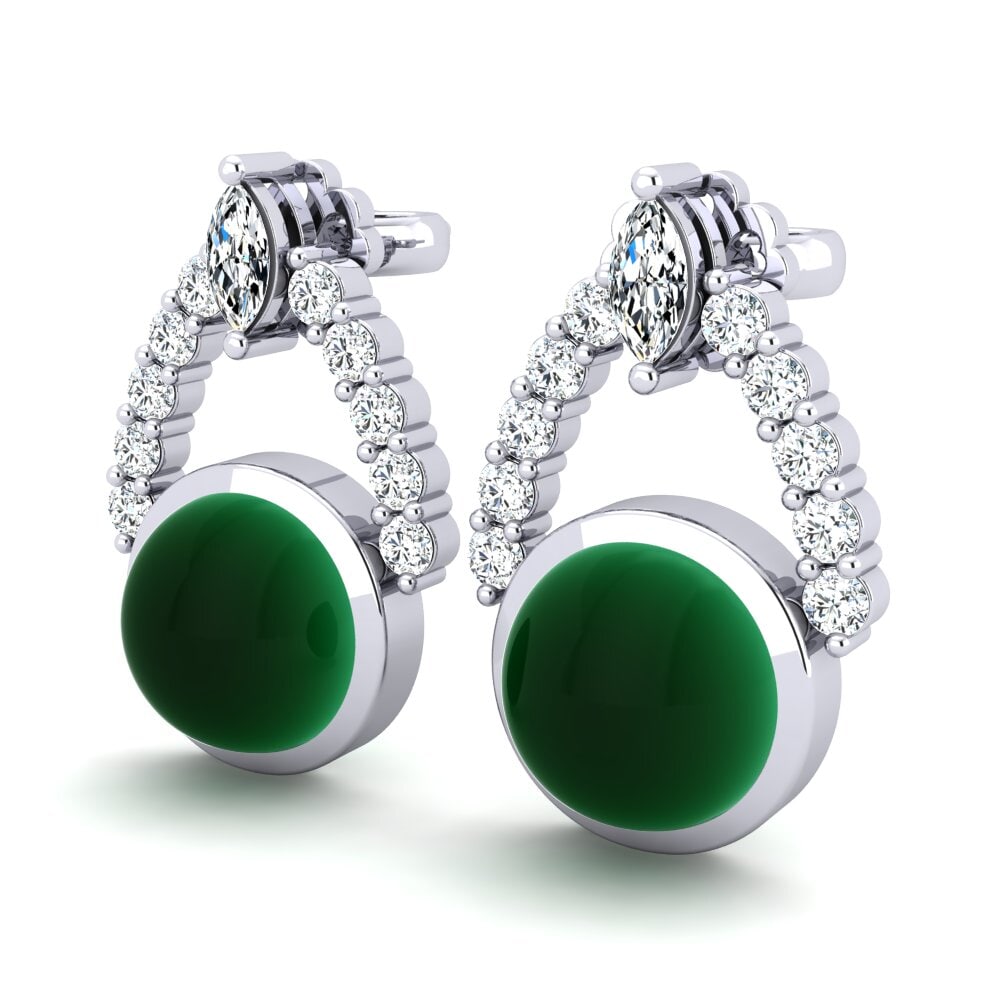 Đá Cabochon Ngọc Lục Bảo Bông tai nữ Carella