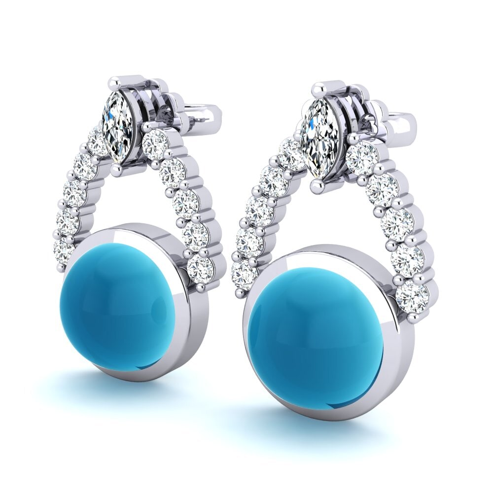 Đá Cabochon Topaz Xanh Bông tai nữ Carella