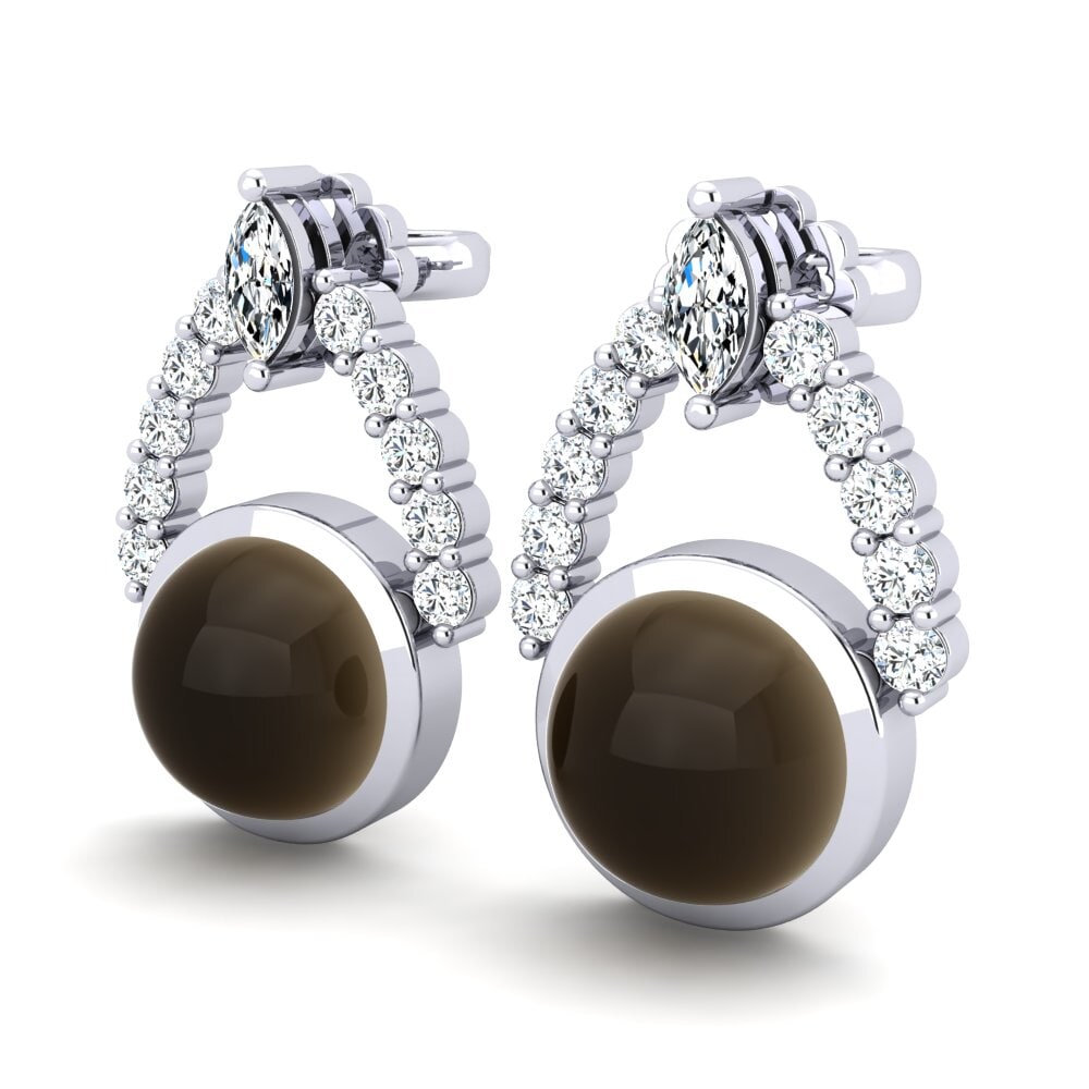 Đá Cabochon Thạch Anh Khói Bông tai nữ Carella