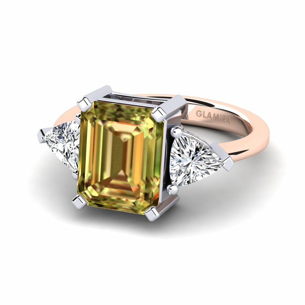 Bagues Or Rose& Blanc 14k Pierre de Sultan 3 & 5 Pierres