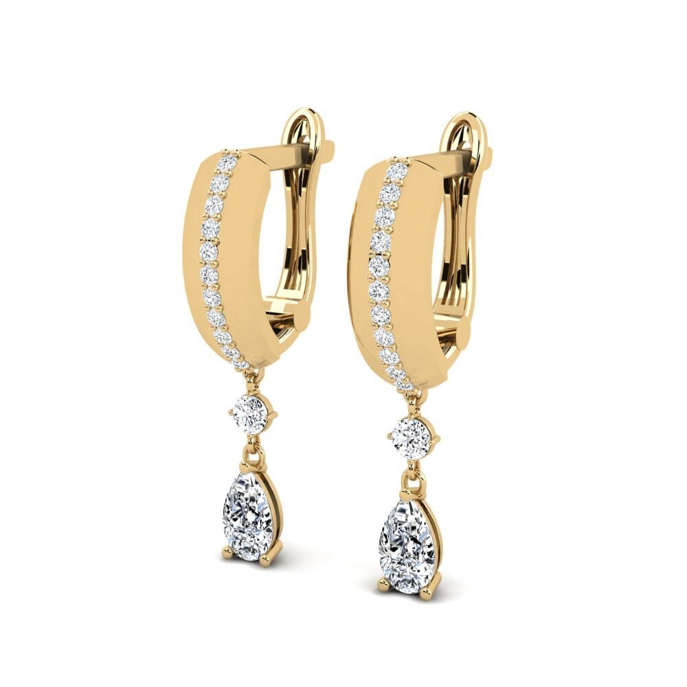 14k Oro Amarillo Pera Pendiente de mujer Caret
