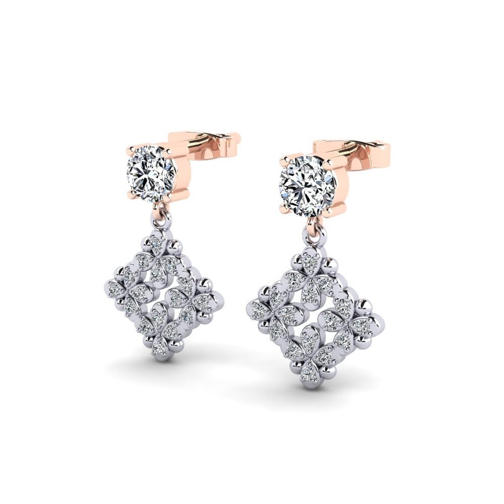9k Oro Blanco & Rosa Pendiente de mujer Carib