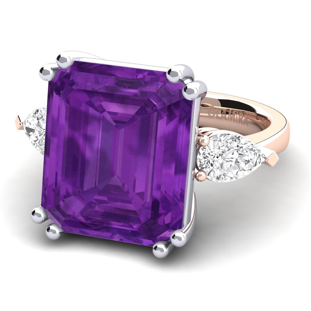 14k Rose & White Gold Amethyst Ring Caridad