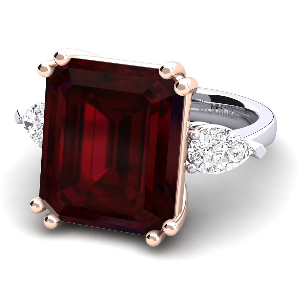 14k White & Rose Gold Garnet Ring Caridad