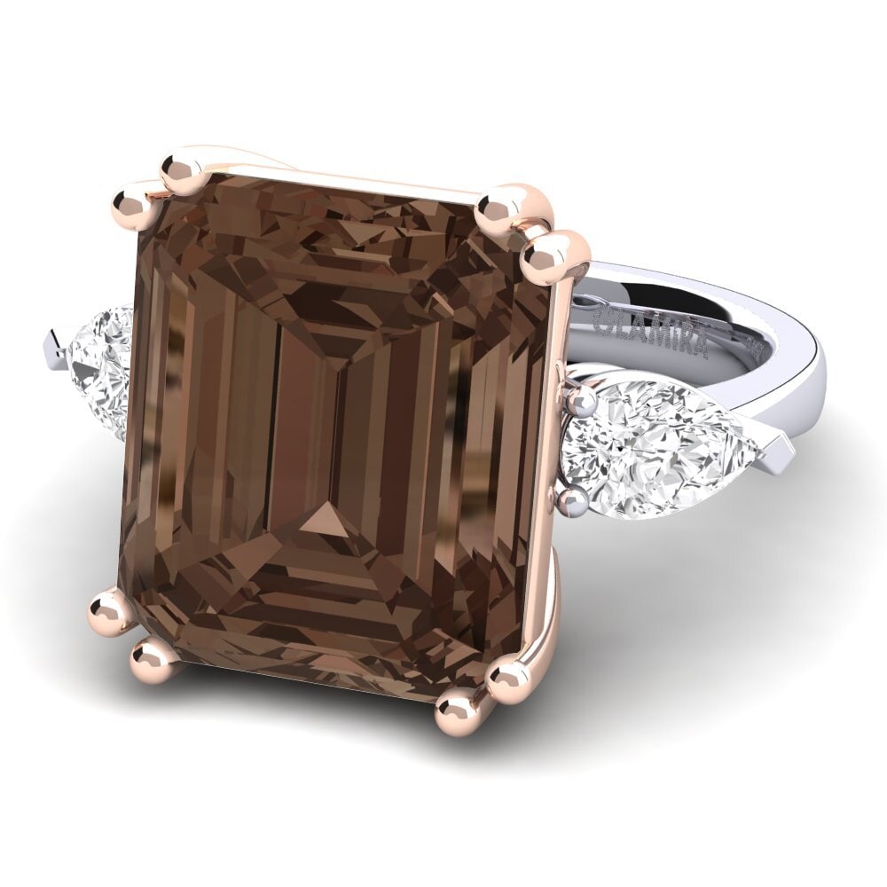 18k Oro Blanco & Rosa Anillo Caridad