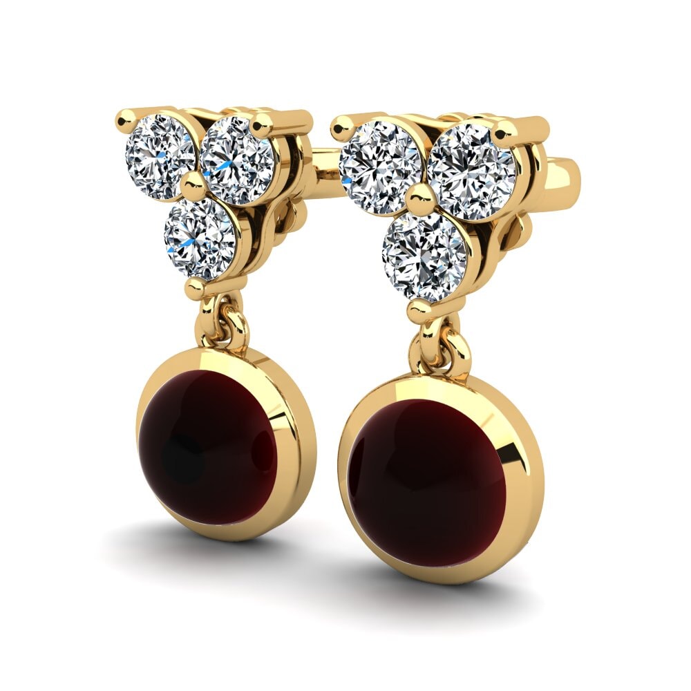 14k Oro Amarillo Granate Cabujón Pendiente de mujer Carilynne