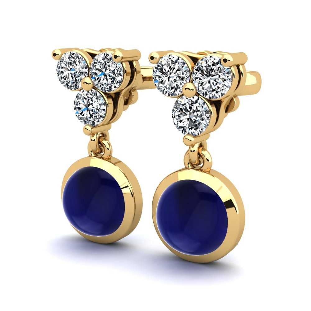 14ct Yellow Gold Cabochon Sapphire Women's Earring Carilynne