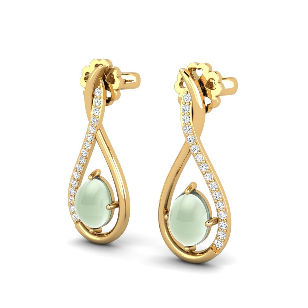 Cabochon Green Amethyst Women's Earring Caritas