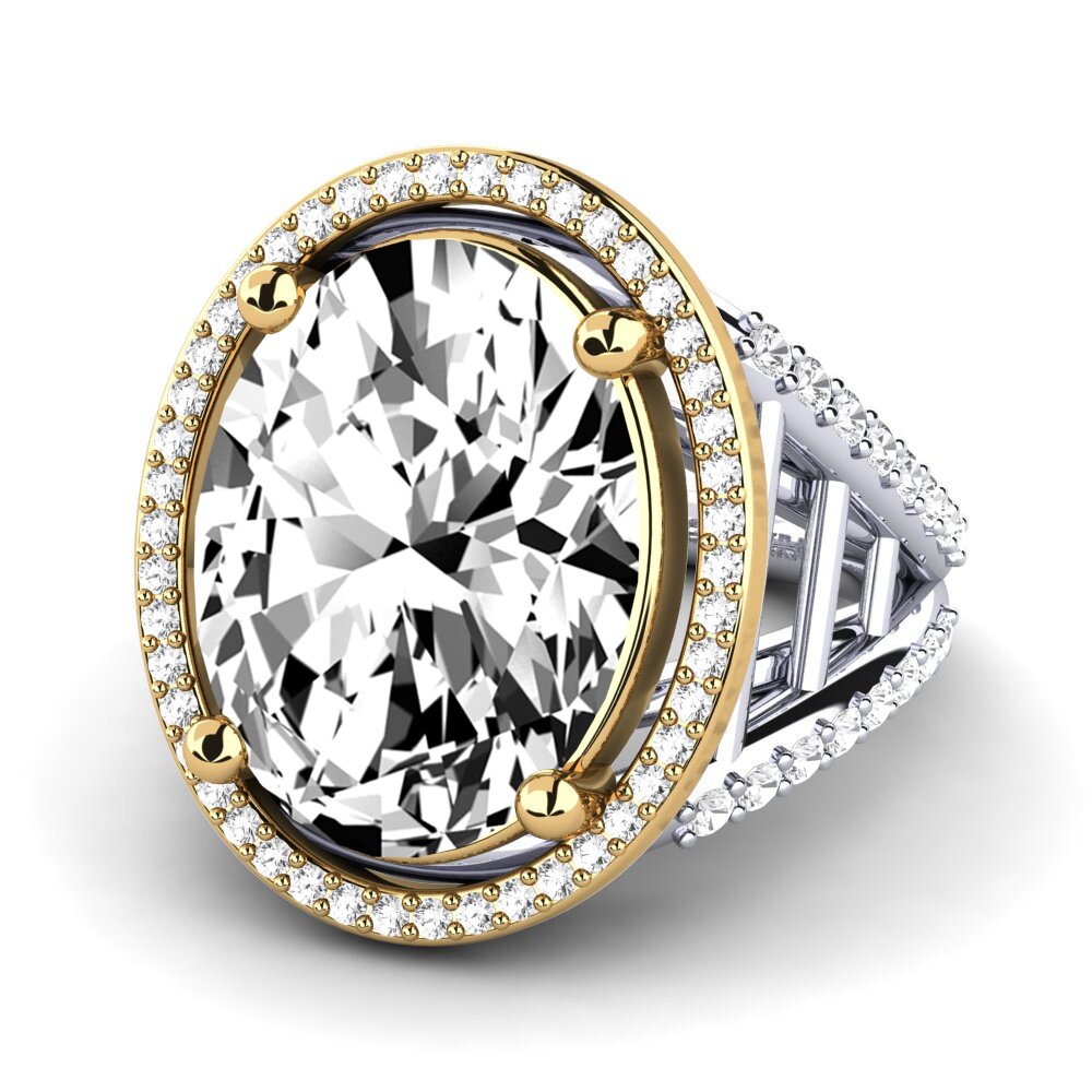 14k Oro Blanco / Amarillo Anillo Carlene