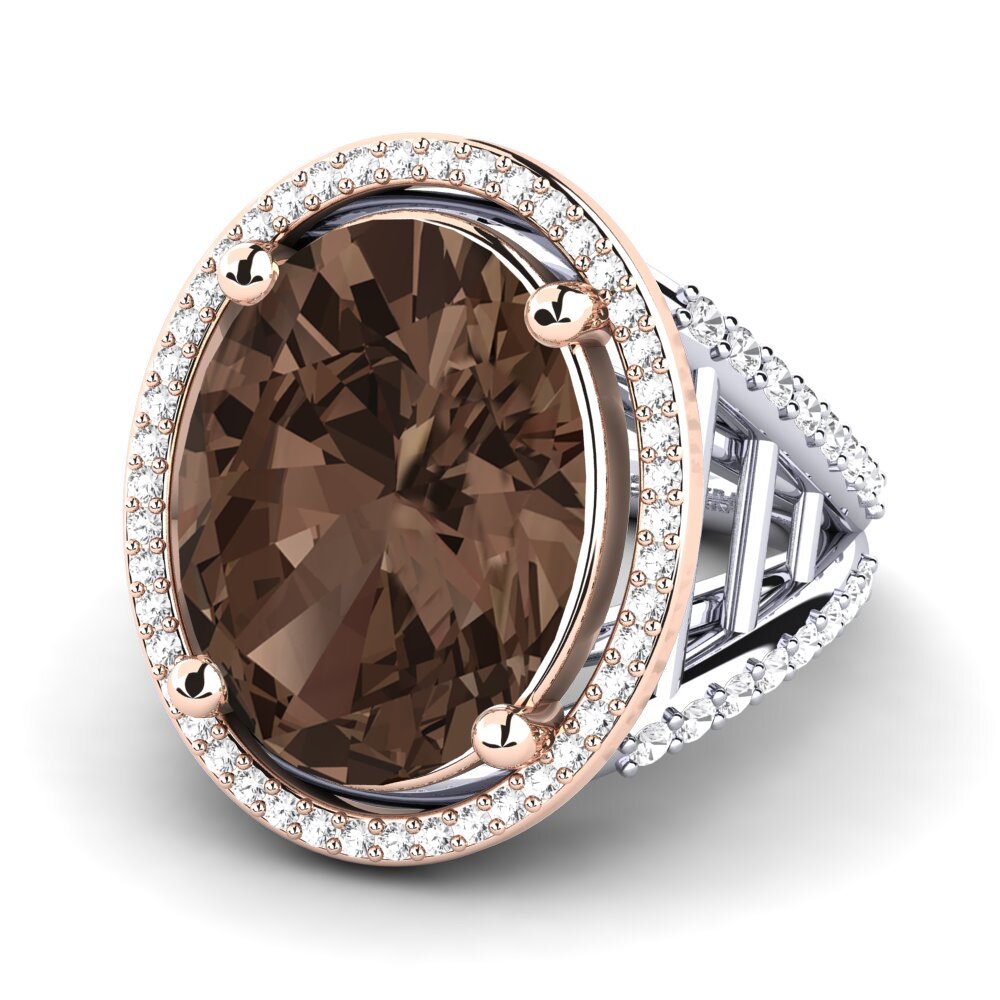 18k Oro Blanco & Rosa Anillo Carlene