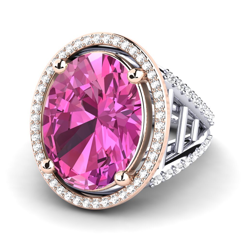14k White & Rose Gold Pink Topaz Ring Carlene