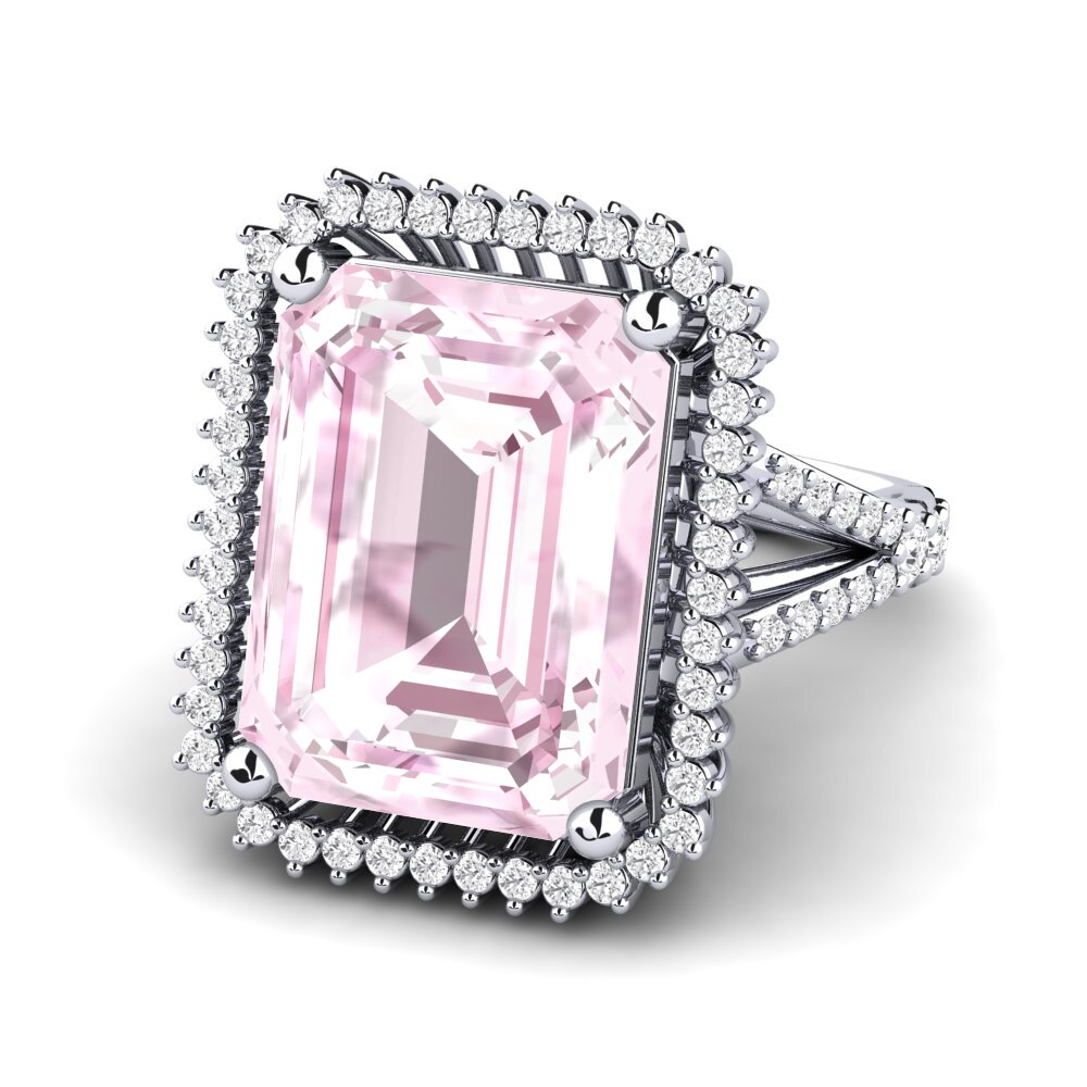 White Silver Kunzite Ring Carli