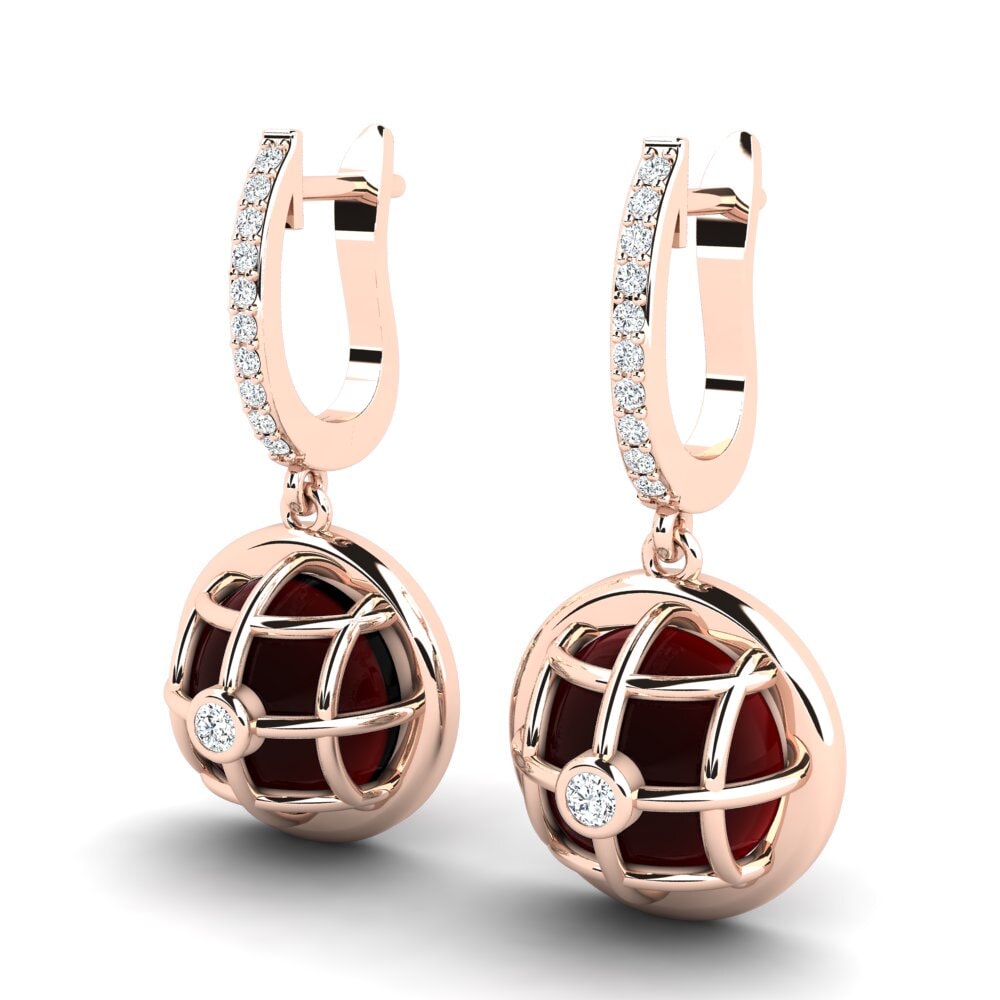 red-375 Cabochon Granada Brincos Feminino Carlicia
