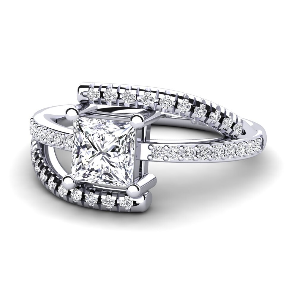 Anello Fidanzamento Moissanite Taglio Radiante 9x7 Mm &ndash; Argento 925 Placcato Oro Bianco &ndash; Personalizzabile