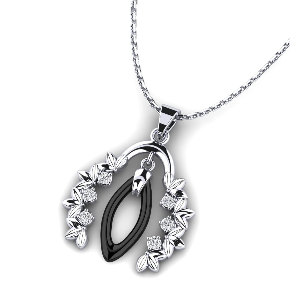 14k Oro Blanco Colgante de Mujer Carreras